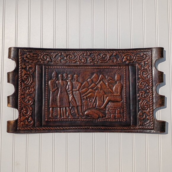 Angel Pazmino Tooled Leather Chair Seat Replacement Part Episodio Historico Vtg - Picture 2 of 16